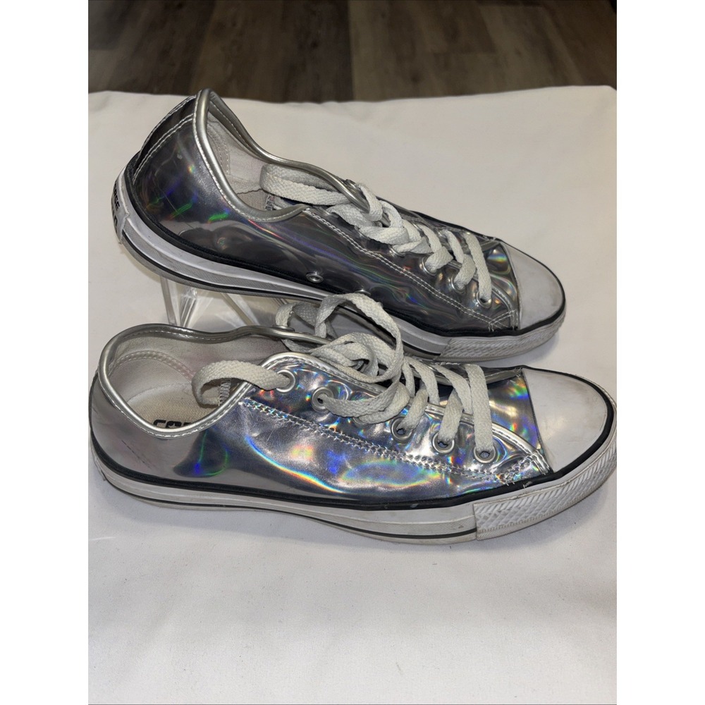 Converse All Star Ox Holographic Silver Low Top Womens 8 Mens 6